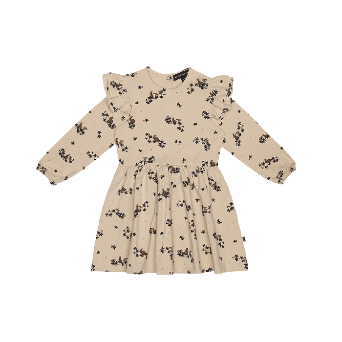 House of Jamie Girls Dress Oatmeal Forest