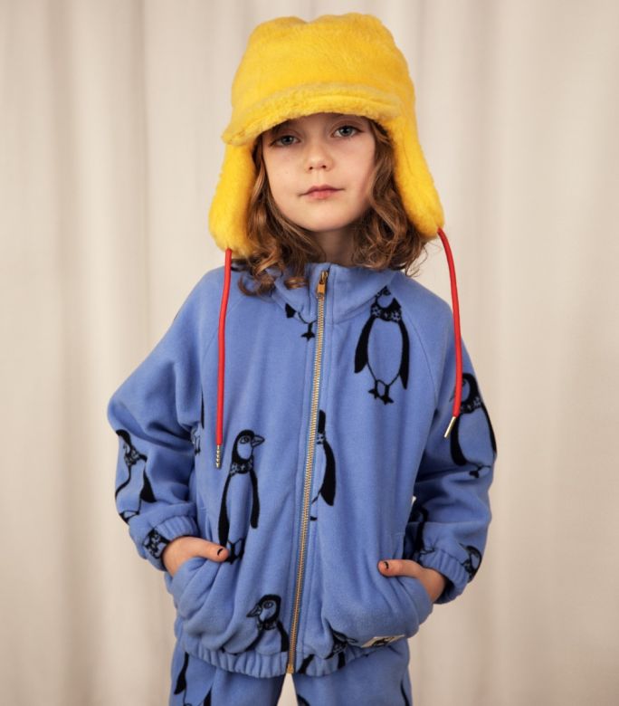 Mini Rodini Penguin Fleece Jacket Blue