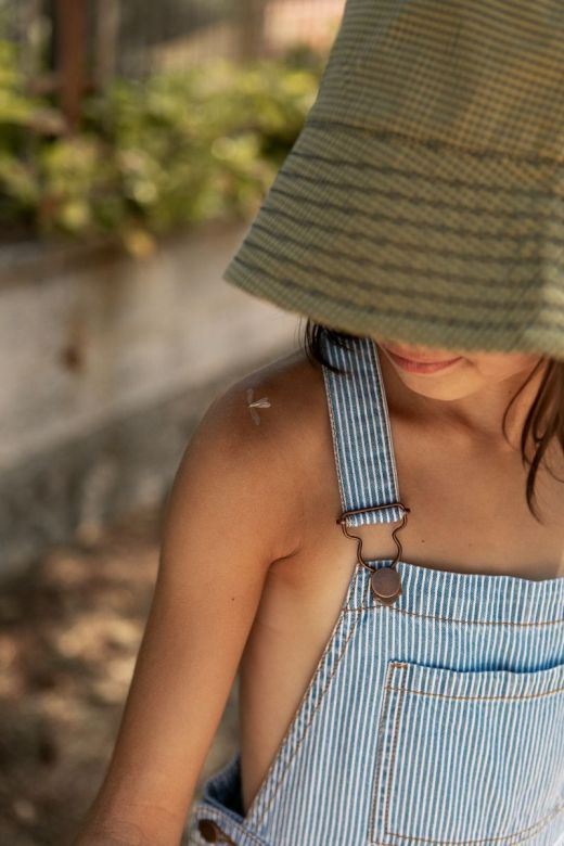 ボトムス TINY COTTONS denim dungaree Tiny Cottons Striped Denim Dungaree
